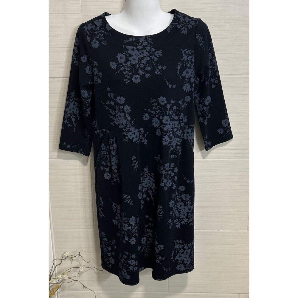 Croft & Barrow Navy Blue Monochrome Floral Dress XS, Cottage Traditional Office